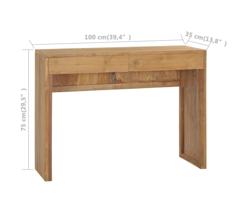 Mesa consola de madera maciza de teca 100x35x75 cm