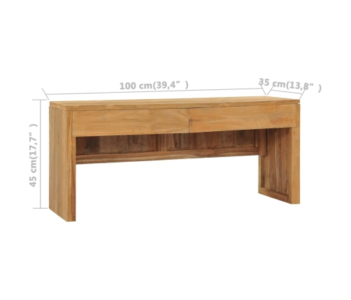 Mueble para TV de madera maciza de teca 100x35x45 cm