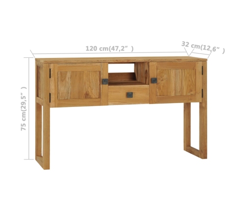 Mesa consola de madera maciza de teca 120x35x75 cm