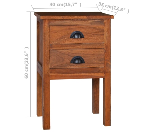 Mesita de noche de madera maciza de teca 40x35x60 cm