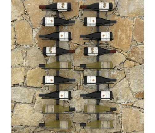 Botelleros de pared para 18 botellas 2 unidades hierro negro