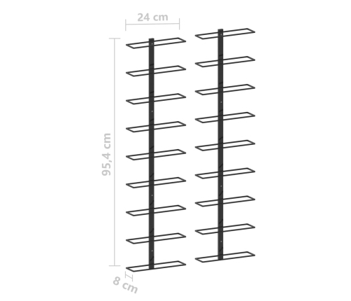 Botelleros de pared para 18 botellas 2 unidades hierro negro