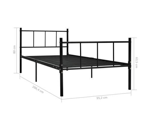 Estructura de cama sin colchón metal negro 90x200 cm