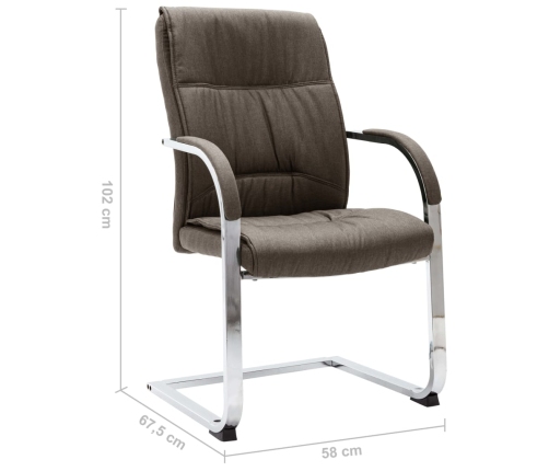 Silla de oficina voladiza de tela gris taupe