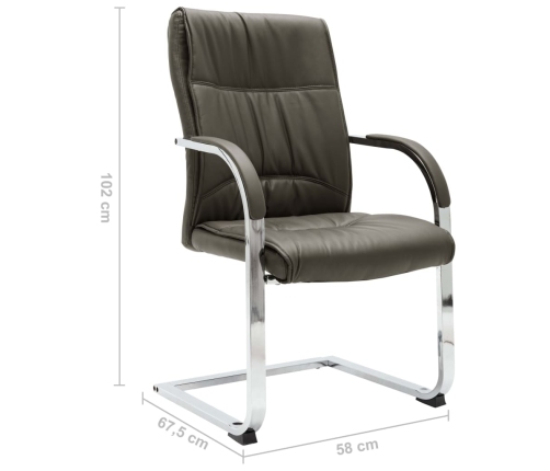 Silla de oficina voladiza de cuero sintético gris