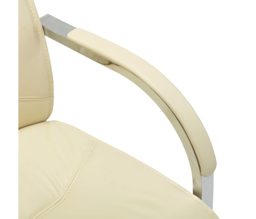 Silla de oficina voladiza de cuero sintético crema