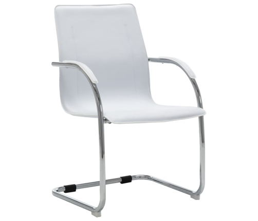 Silla de oficina voladiza de cuero sintético blanco