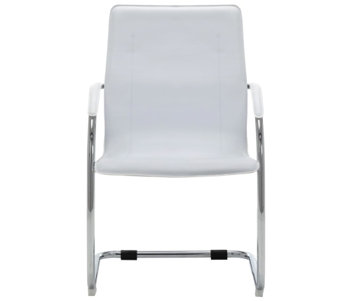 Silla de oficina voladiza de cuero sintético blanco