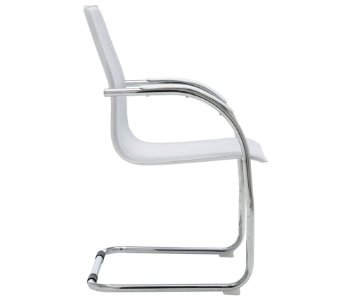 Silla de oficina voladiza de cuero sintético blanco