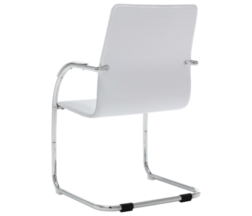 Silla de oficina voladiza de cuero sintético blanco