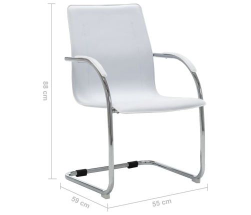 Silla de oficina voladiza de cuero sintético blanco