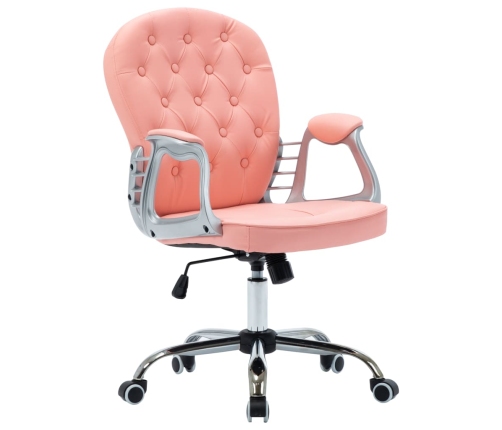 Silla de oficina giratoria de cuero sintético rosa