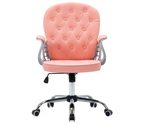 Silla de oficina giratoria de cuero sintético rosa