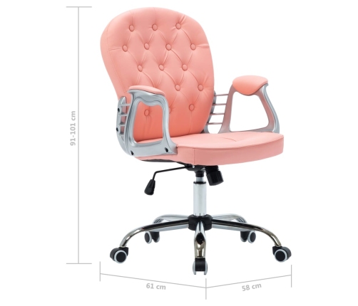 Silla de oficina giratoria de cuero sintético rosa