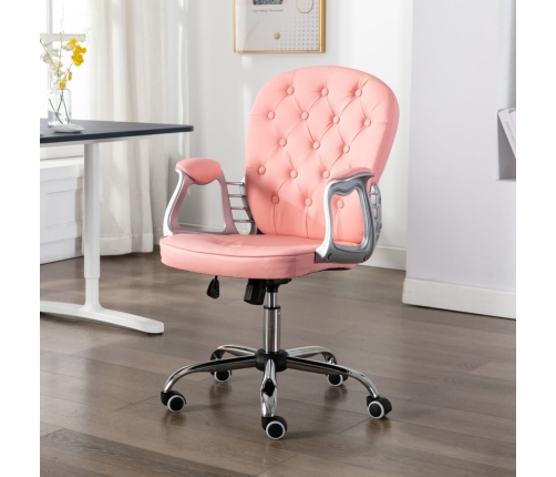 Silla de oficina giratoria de cuero sintético rosa