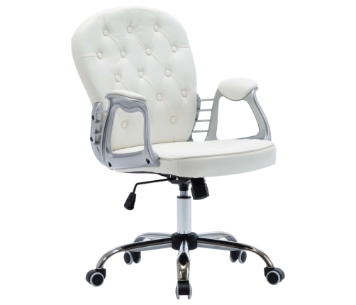 Silla de oficina giratoria de cuero sintético blanco