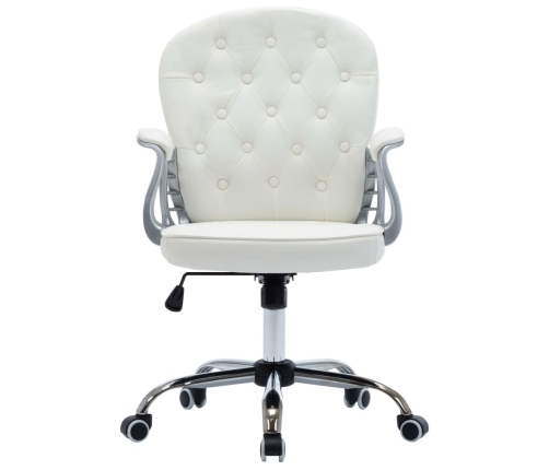 Silla de oficina giratoria de cuero sintético blanco