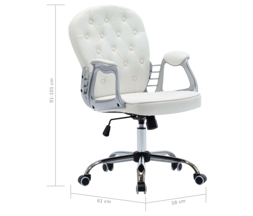 Silla de oficina giratoria de cuero sintético blanco