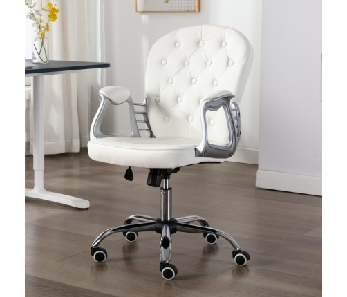 Silla de oficina giratoria de cuero sintético blanco