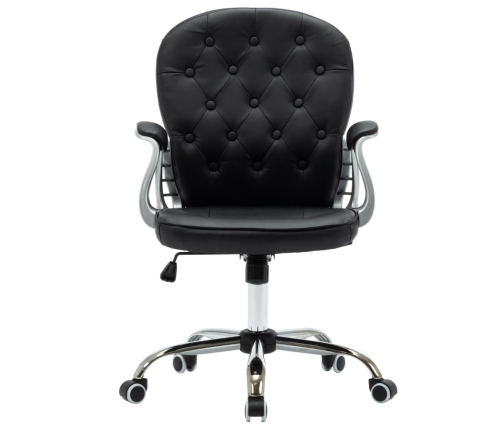 Silla de oficina giratoria de cuero sintético negro