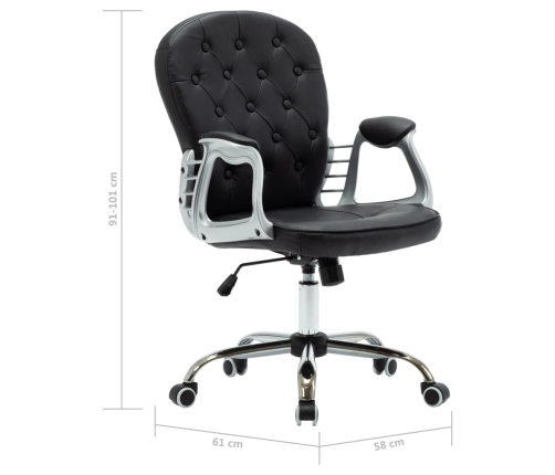 Silla de oficina giratoria de cuero sintético negro