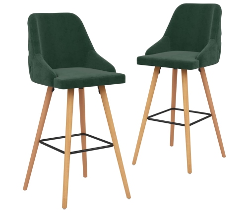 Taburetes de cocina 2 unidades terciopelo verde oscuro