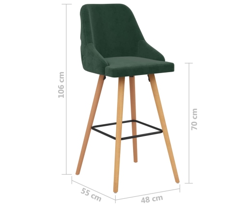 Taburetes de cocina 2 unidades terciopelo verde oscuro