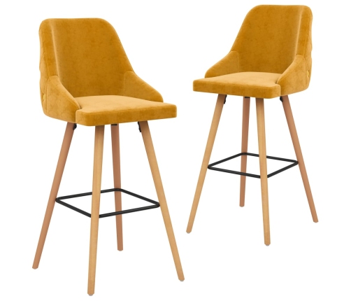 Taburetes de cocina 2 unidades terciopelo amarillo