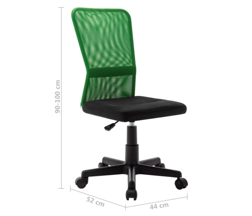 Silla de oficina de tela de malla negra y verde 44x52x100 cm