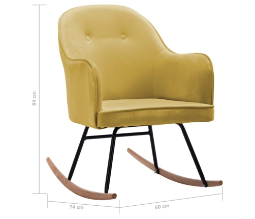 Silla mecedora de terciopelo amarillo mostaza