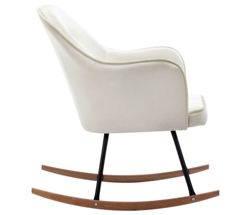 Silla mecedora de terciopelo blanco crema