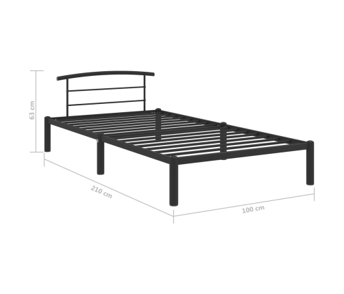 Estructura de cama sin colchón metal negro 90x200 cm