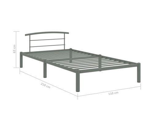 Estructura de cama de metal gris 100x200 cm