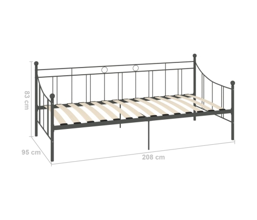 Estructura de cama sin colchón metal gris 90x200 cm