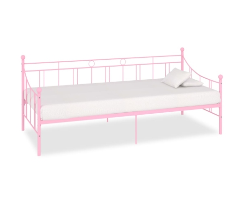 Estructura de cama de metal rosa 90x200 cm