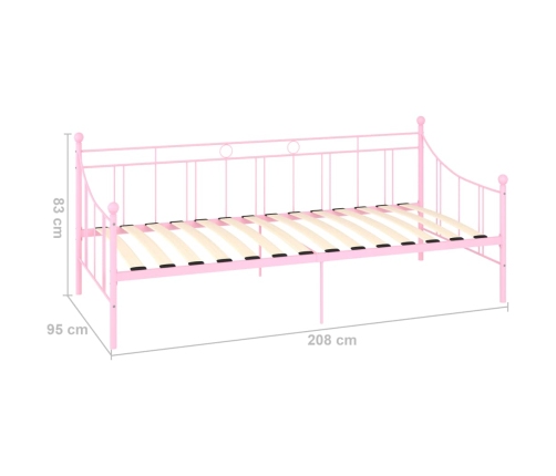 Estructura de cama de metal rosa 90x200 cm