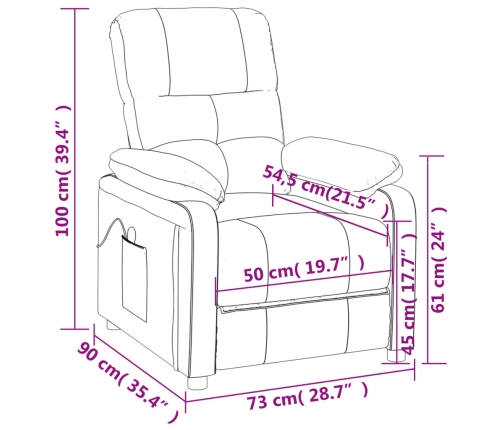 Sillón de masaje eléctrico tela marrón oscuro