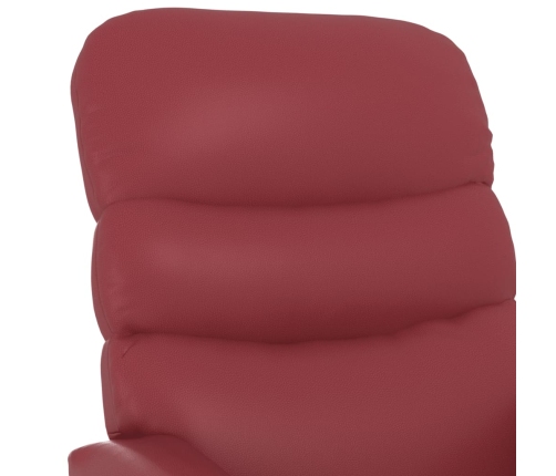 Sillón de masaje de cuero sintético rojo tinto