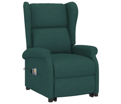 Sillón de masaje elevable tela verde oscuro