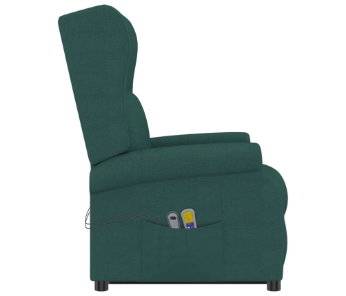 Sillón de masaje elevable tela verde oscuro