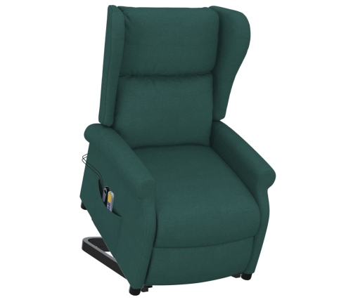 Sillón de masaje elevable tela verde oscuro