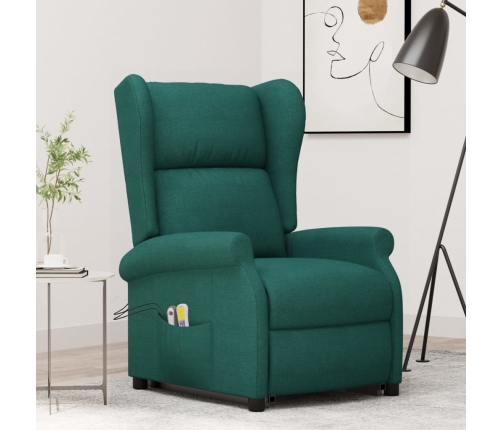 Sillón de masaje elevable tela verde oscuro