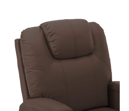 Sillón de masaje elevable cuero sintético marrón