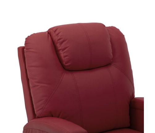 Sillón de masaje elevable cuero sintético rojo tinto