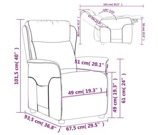 Sillón reclinable de tela gris oscuro