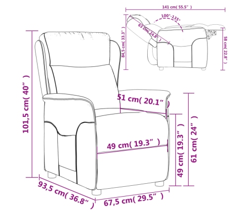 Sillón reclinable de tela negro