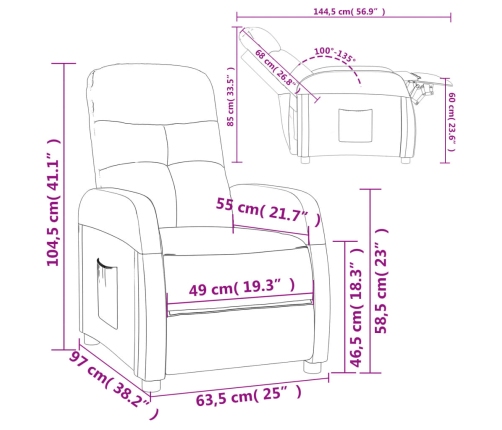 Sillón reclinable de tela gris claro