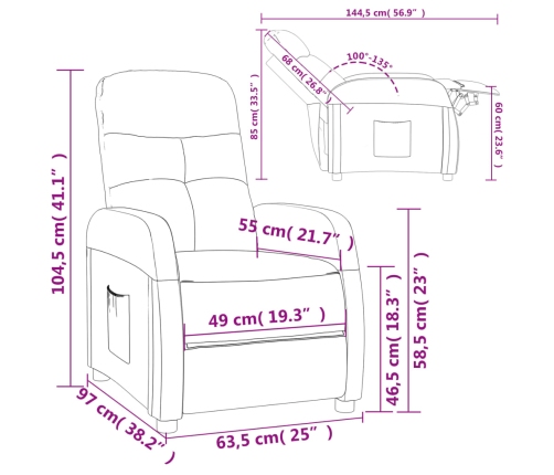 Sillón reclinable de tela gris oscuro