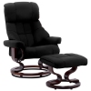 Silla reclinable con reposapiés cuero PE y madera curvada negro