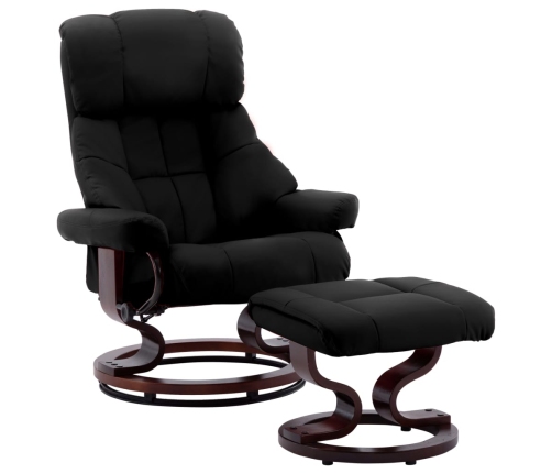 Silla reclinable con reposapiés cuero PE y madera curvada negro